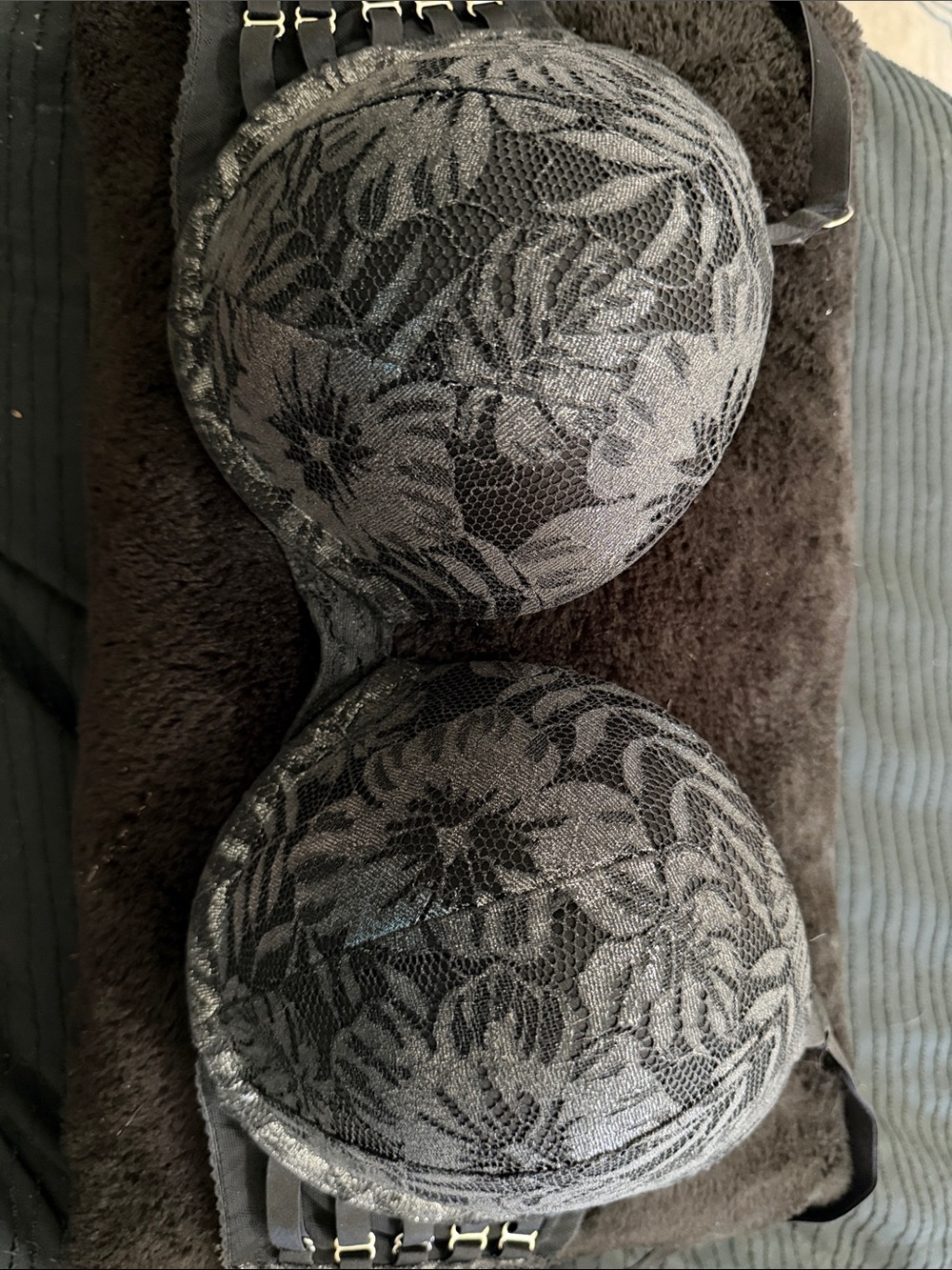 Victoria's Secret Black Floral Lace Push-Up Bra